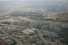 PHOTO BY JERRY SCHARF | View from plane approaching airport at Addis Ababa, Ethiopia